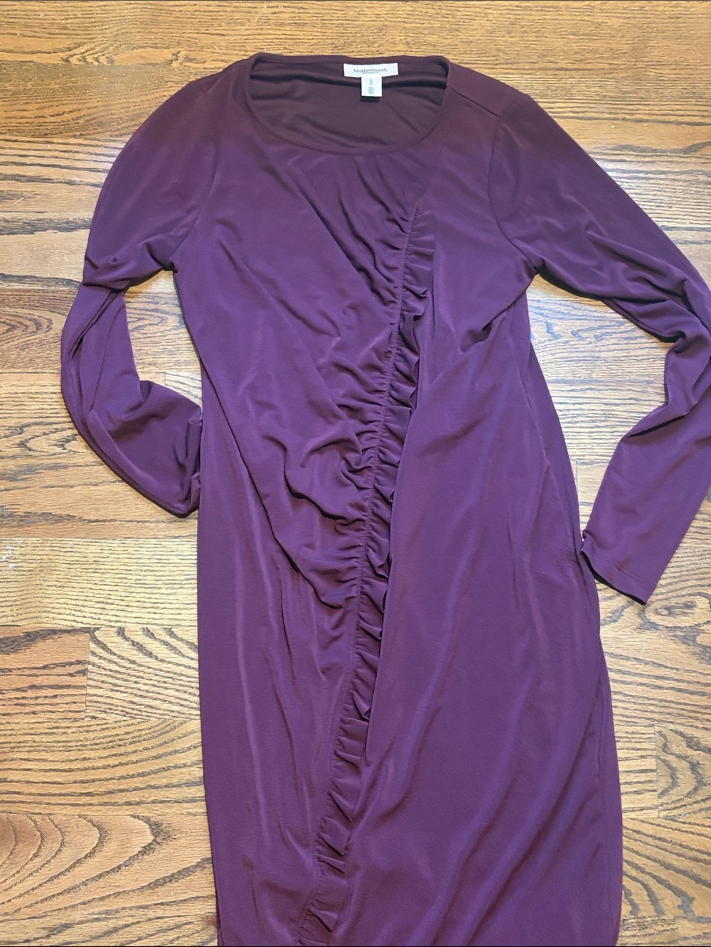 Motherhood Maternity Plum Ruched Long Sleeve Dress